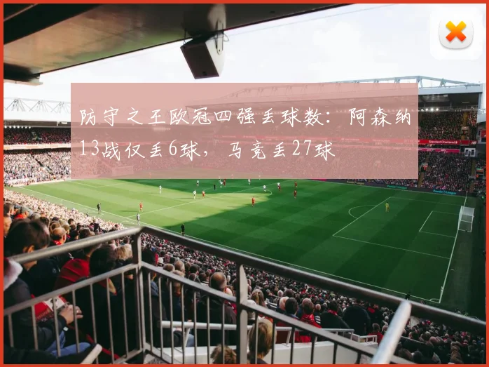 防守之王欧冠四强丢球数：阿森纳13战仅丢6球，马竞丢27球